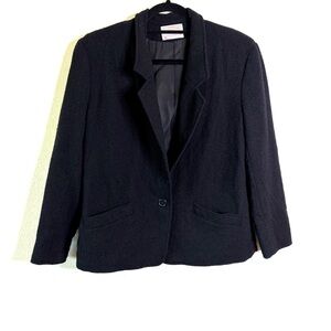 Pendleton 80s 90s vintage Black Single-Button Wool Blazer Petite 14 10 jacket